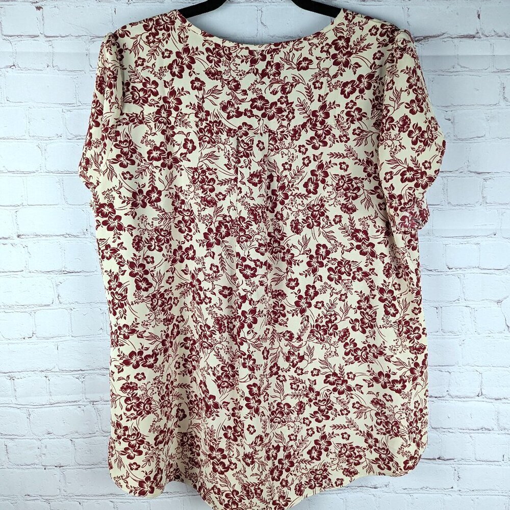 NEW Hotgift Red/Cream Floral Blouse - Large - Picture 6 of 6